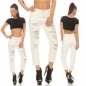 Preview: Lässige 7/8 Mom Fit Jeans im Destroyed-Style - cremeweiß