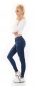 Preview: High Waist Skinny Jeans im Used-Look mit Schrift-Prints - dark blue