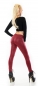 Preview: Sexy High-Waist-Leggings im seidig glänzenden Lederlook - bordeaux