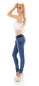 Preview: Skinny-Jeans in aktueller Waschung mit breitem Gürtel in blue washed