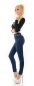 Preview: High Waist Jeans mit doppelten Bund inkl. Gürtel - dark blue