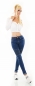 Preview: Sexy Skinny-Jeans mit Crinkle-Partien und Zierzipper - blue washed