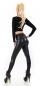 Preview: High Waist Kunstleder Leggings mit Zierknöpfen in schwarz