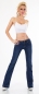 Preview: Modische Bootcut-Jeans mit fransigem Abschluss in dark blue