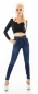 Preview: High Waist Jeans mit doppelten Bund inkl. Gürtel - dark blue