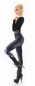 Preview: High Waist Thermo Leggings in Jeans-Optik mit Blüten-Muster - black washed