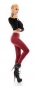 Preview: Sexy High-Waist-Leggings im seidig glänzenden Lederlook - bordeaux