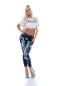 Preview: Skinny-Jeans mit Destroyed-Effekten und Bleach-Sternen - blue washed