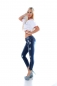 Preview: Skinny-Jeans mit Destroyed-Effekten und Bleach-Sternen - blue washed