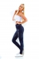 Preview: High Waist Thermo-Leggings im Jeans-Look mit Schmucknieten - blau