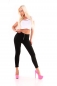 Preview: Sexy Skinny-Jeans mit Button-Leiste in schwarz