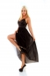 Preview: Langes Paillettenkleid mit weitem Chiffon-Rock - schwarz