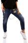 Preview: Lässige Baggy-Jeans mit Patches und Ketten-Trägern - dark blue