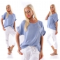 Preview: Legeres Shirt mit Glamour-Effekten - blau