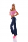 Preview: Moderne Flare Cut Bootcut Jeans mit Used Effekten in blue washed