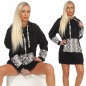 Preview: Long-Pullover mit Applikationen in Schlangen-Optik - schwarz