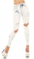 Preview: Sexy Destroyed-Jeans mit frechen Bleacheffekten und hohem Bund - ice blue