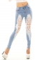 Preview: Slim Fit Skinny Jeans mit Spitzeneinsatz in light blue