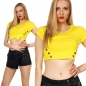 Preview: Bauchfreies Shirt mit modischen Deko-Knöpfen - yellow sun