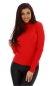 Preview: Modischer Rippstrick Rollkragen Pullover in rot