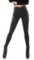 Preview: High Waist Kunstleder Hose in Velours-Look - schwarz