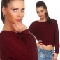 Preview: Kurz geschnittener Pullover aus warmen Grobstrick - bordeaux