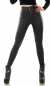 Preview: High Waist Thermo Leggings mit Zipper im Kunstlederlook - schwarz