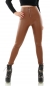 Preview: High Waist Thermo Leggings mit Zipper im Kunstlederlook - braun