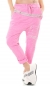 Preview: Lässige Baggy-Pants mit XXL Zipper und Glitzer-Schriftzug in pink