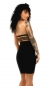 Preview: Stretch-Minikleid mit sexy Mesh-Einsatz und eleganter Rückenschnürung in schwarz