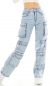 Preview: Hippe High Waist Cargo Jeans im lässiger Schnittform - light blue