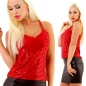 Preview: Sexy Party-Top mit Glamour-Effekt - rot