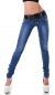 Preview: Vintage Skinny-Jeans mit breitem Stretch-Gürtel in blue washed