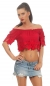 Preview: Carmen-Shirt mit süsser Blumen-Bordüre in rot