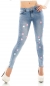 Preview: Skinny Jeans mit Push Up Effekt und Herzchen Prints in light blue