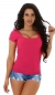 Preview: Feinripp-Shirt mit sexy Rundausschnitt in pink