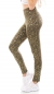 Preview: Freche High Waist Sportleggings mit Glamour-Highlights in khaki