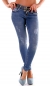 Preview: Skinny-Jeans mit Vintage-Effekten und Gürtel in blue washed