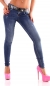 Preview: Skinny-Jeans mit Vintage-Effekten und Gürtel in blue washed