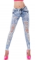 Preview: Sexy Destroyed-Jeans mit Farb-Akzenten und klassisch hohem Bund - ice blue