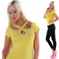 Preview: Figurbetontes Shirt mit Cut Out und funkelnder Strass-Applikation - yellow sun