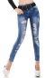 Preview: Crash-Jeans mit Vintage-Effekten und Gürtel in light blue