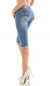 Preview: Sexy Slim Fit Skinny Jeans mit Schleifen-Verzierung in Caprilänge - light blue