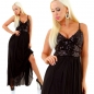 Preview: Langes Paillettenkleid mit weitem Chiffon-Rock - schwarz