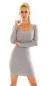 Preview: Eleganter Longpullover mit Schmucknieten in grau