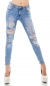 Preview: Sexy Vintage-Jeans mit Schmuck-Patches in ice blue