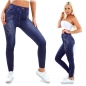 Preview: High Waist Thermo-Leggings mit Nieten-Verzierung - blau