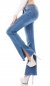 Preview: Stretch-Jeans im Bootcut-Style mit seitlichem Beinschlitz in light blue