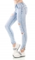 Preview: Sexy Push Up Skinny Jeans mit Strass-Verzierung und Cut-Outs in ice blue