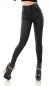 Preview: Sexy High-Waist-Hose mit modischen Zierknöpfen in schwarz